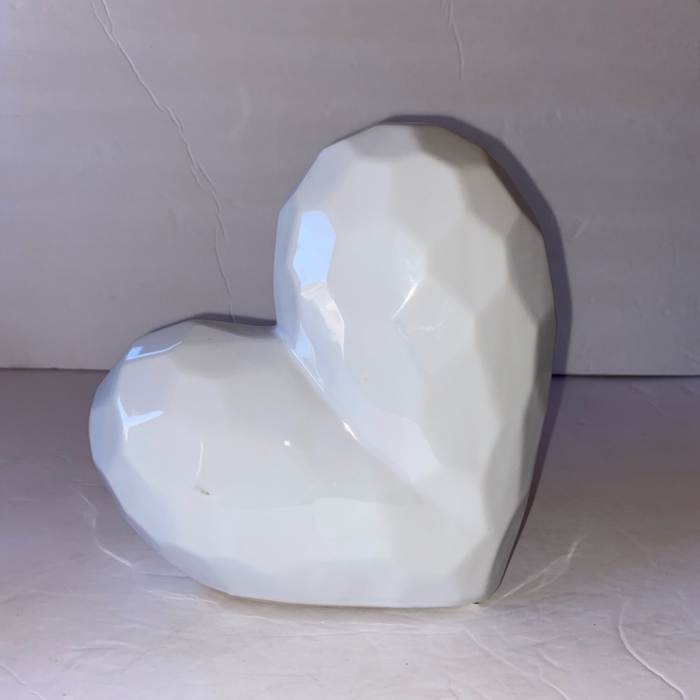 NEW - Ceramic White Heart Decor